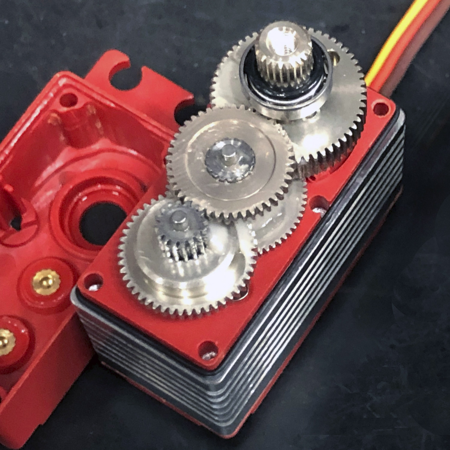 Close up of the stainless steel gears for a proModeler servo
