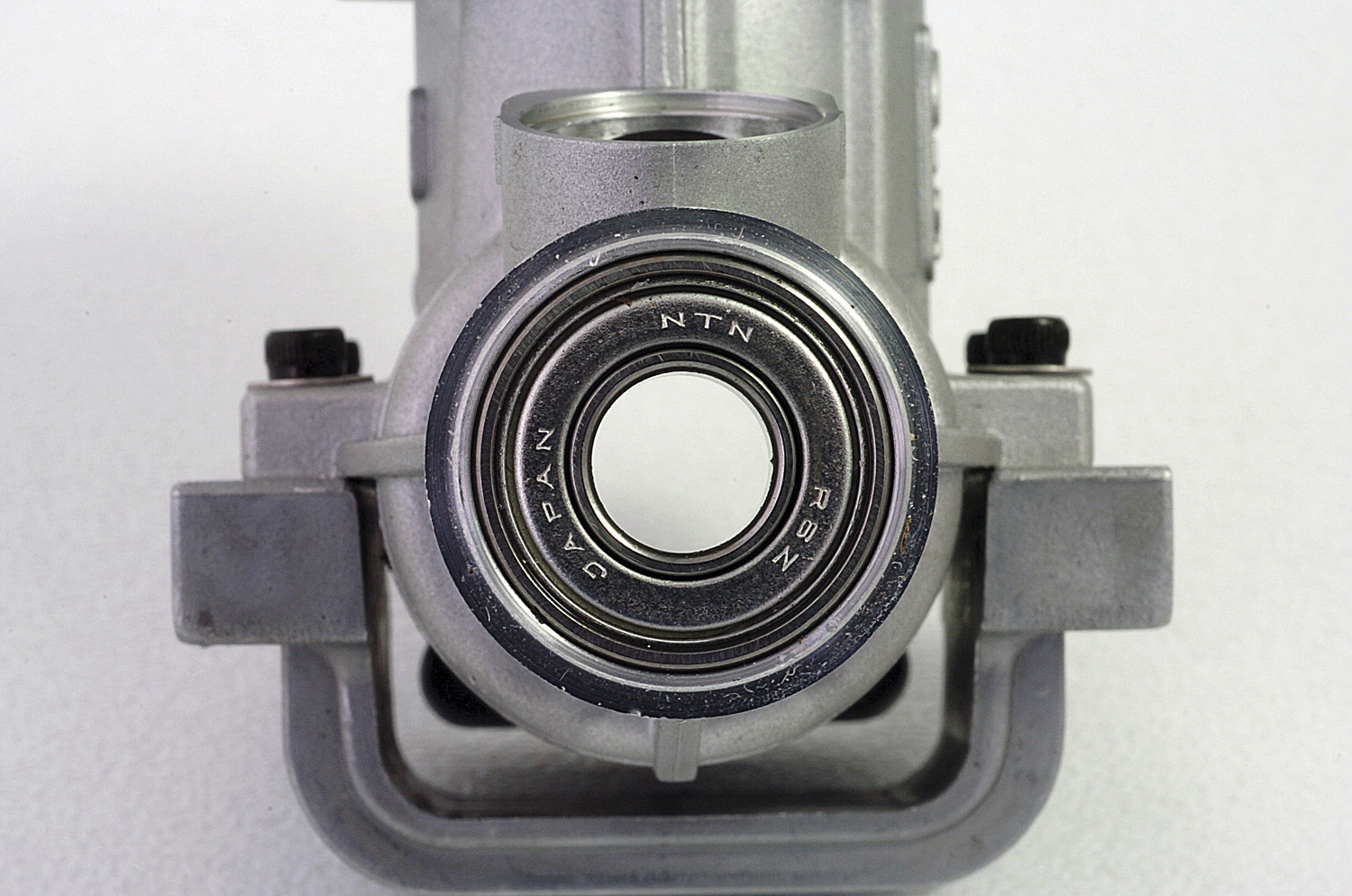 Close up photo of the nose of the crankshaft showing the front bearing in place