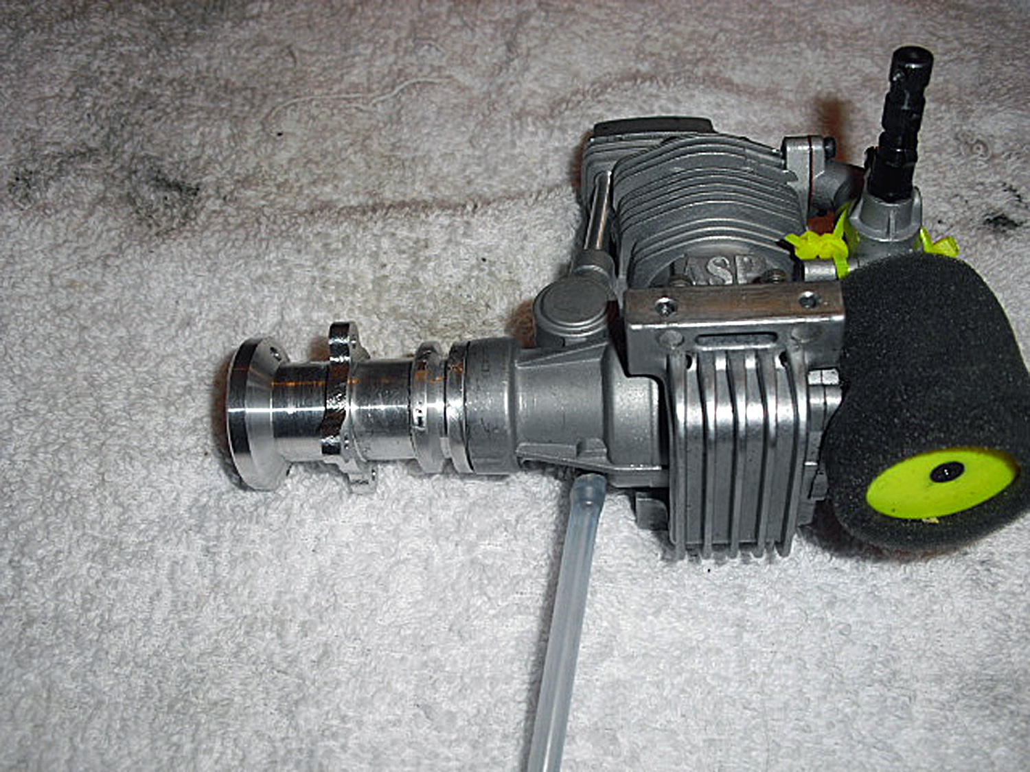 Photo of ASP61 four-stroke engine fitted to stock Pantera P6 engine mount