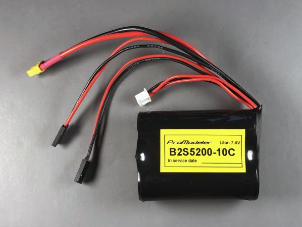 Closeup of a 2-cell ProModeler 2600mAh lithium ion battery pack