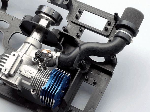 Close up of P6 snorkel assembly installed in a frame half to demonstrate placement