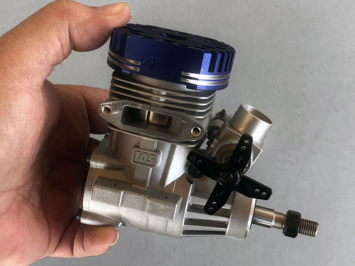 Photo of a hand held OS Max 105HZ engine